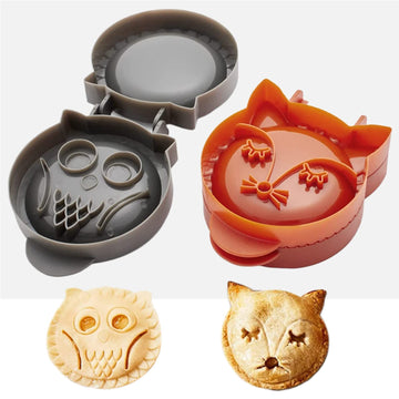Set of two forest animal hand pie molds featuring fox and owl shapes for children’s pretend play and party baking by Everything Baby.