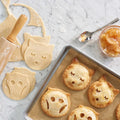 Mini hand pie molds in fox and owl shapes for kids' pretend play, perfect for autumn cottage pie and party fun.