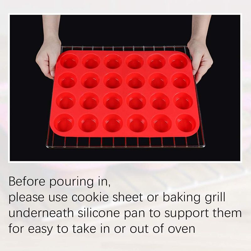 Silicone mini muffin pan with 24 cups for baking, BPA-free nonstick cupcake tin, ideal for baby and kids nursing and feeding.