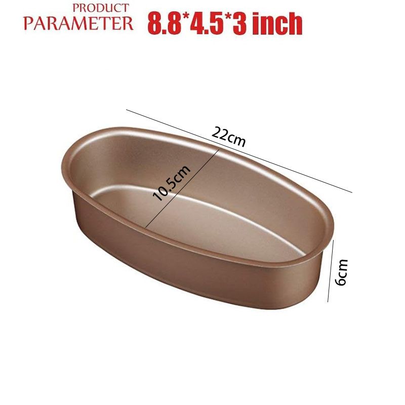 Non-stick oval-shaped cheesecake baking pan by Everything Baby, food grade carbon steel, ideal for baking cakes and bread at home.