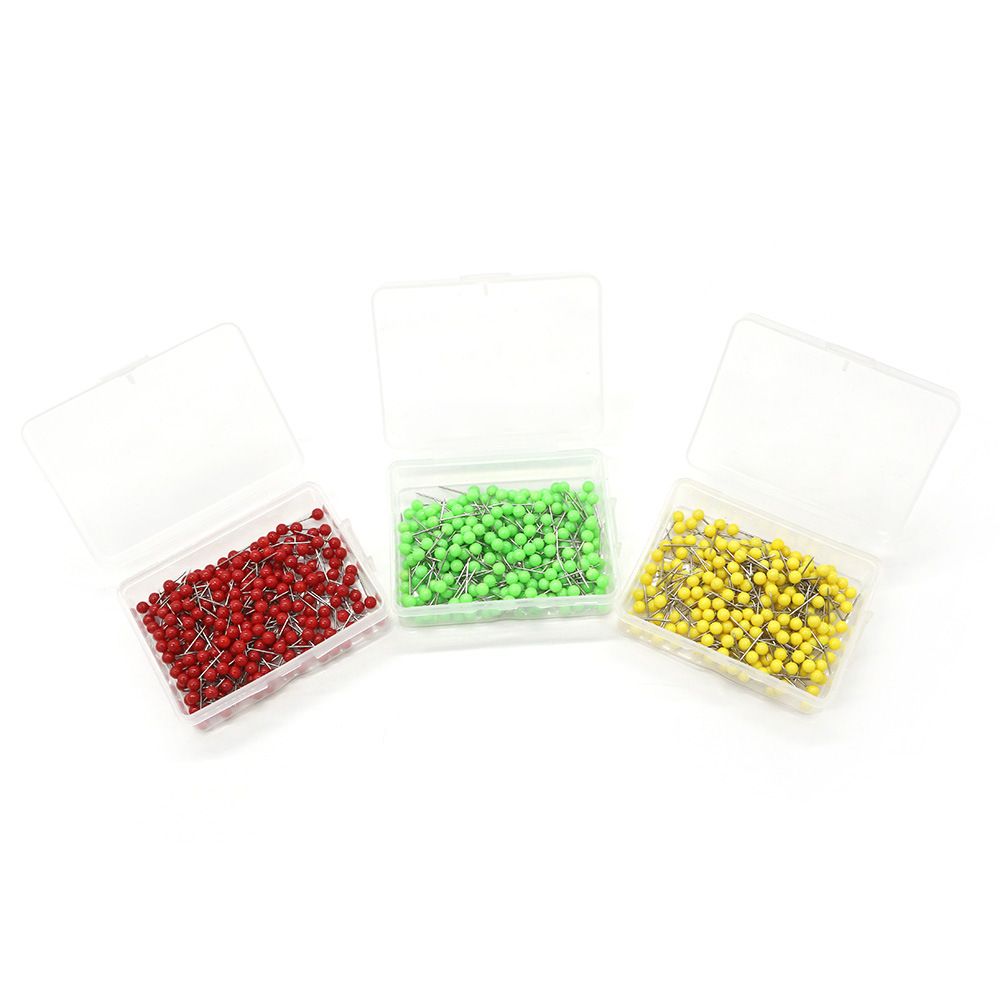 Set of 2000 metallic color map tacks with 15mm beads, colorful push pins for soft wood, cloth, and paperboard boards.