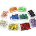 2000 colorful 15mm map tacks with metallic beads for kids' building and craft projects on wood, cloth, and paperboard surfaces.
