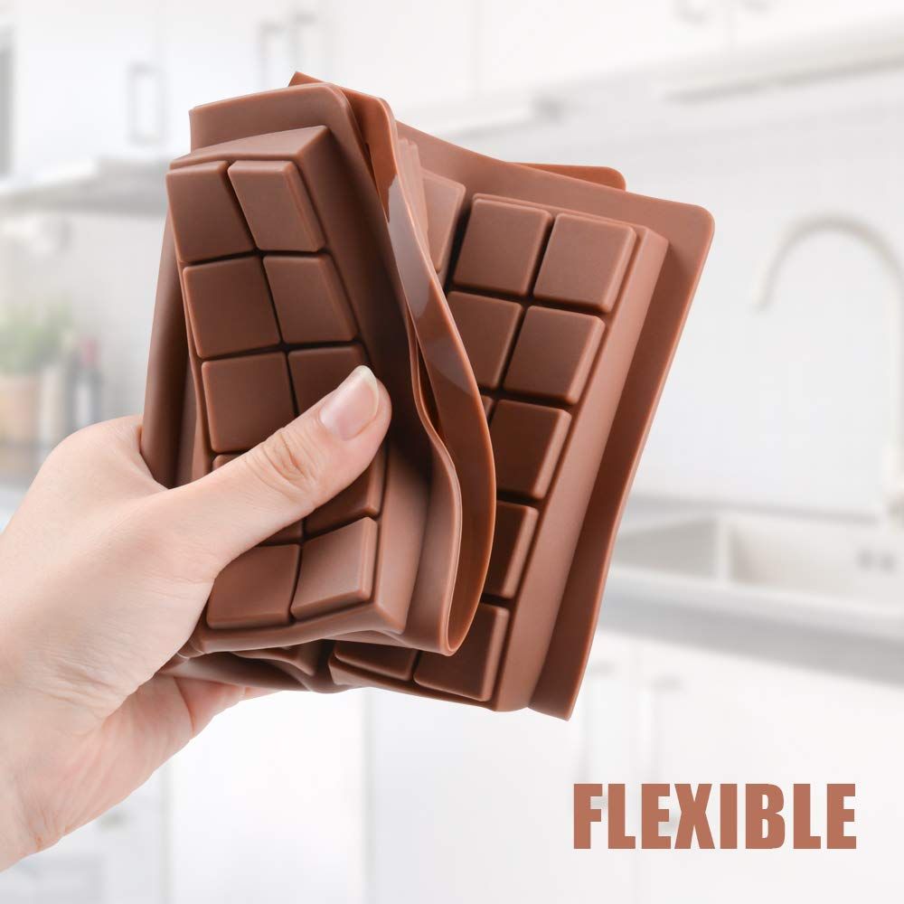 Silicone chocolate bar molds for protein and energy bars, food-grade, pack of 2, designed for easy break-apart candy making.