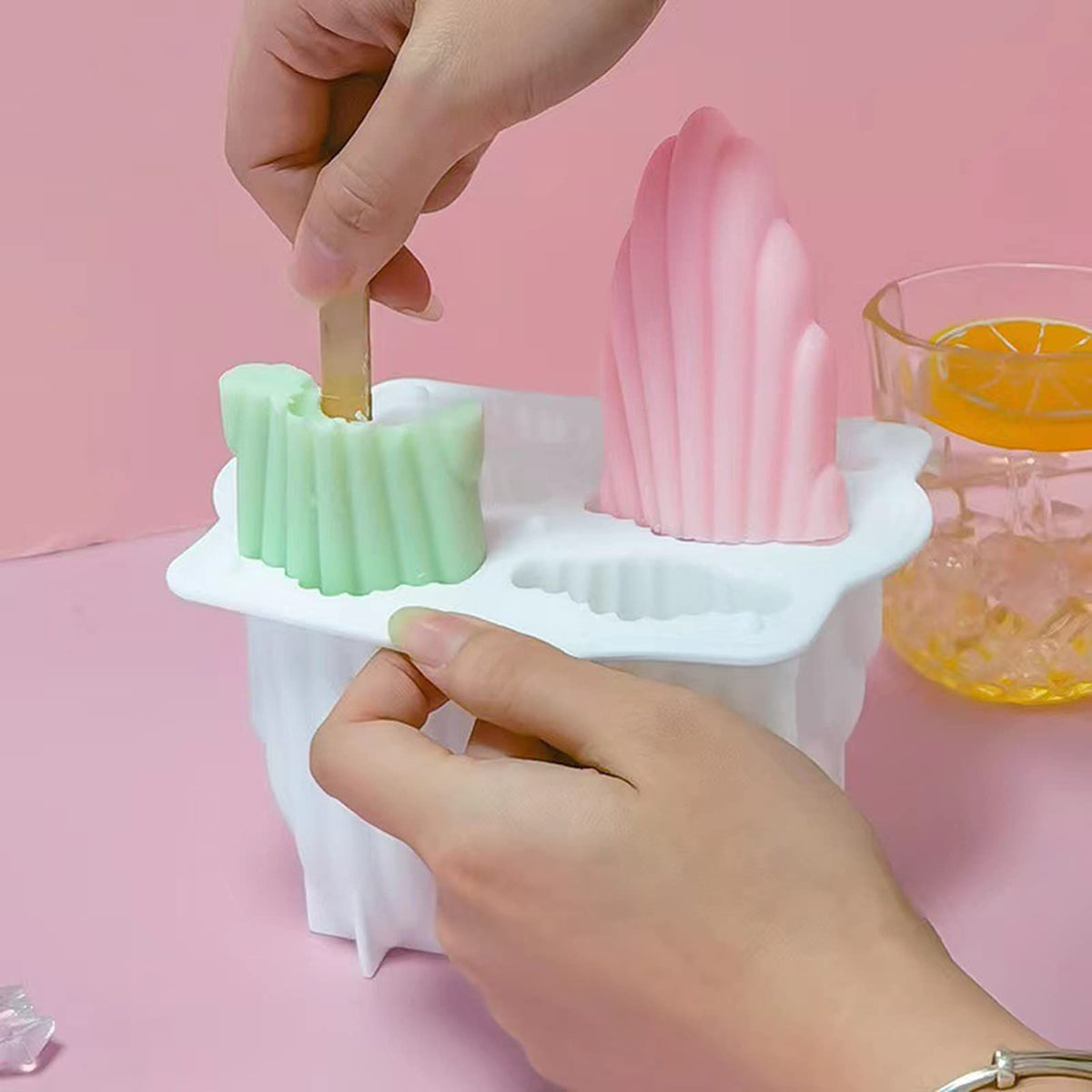Silicone popsicle molds for kids, reusable and BPA-free, with easy-release design for making frozen ice pops and treats.