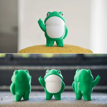 Cute 3.3-inch Rebellious Frog figurine by Everything Baby, outdoor frog garden statue, perfect as a playful garden decor piece.