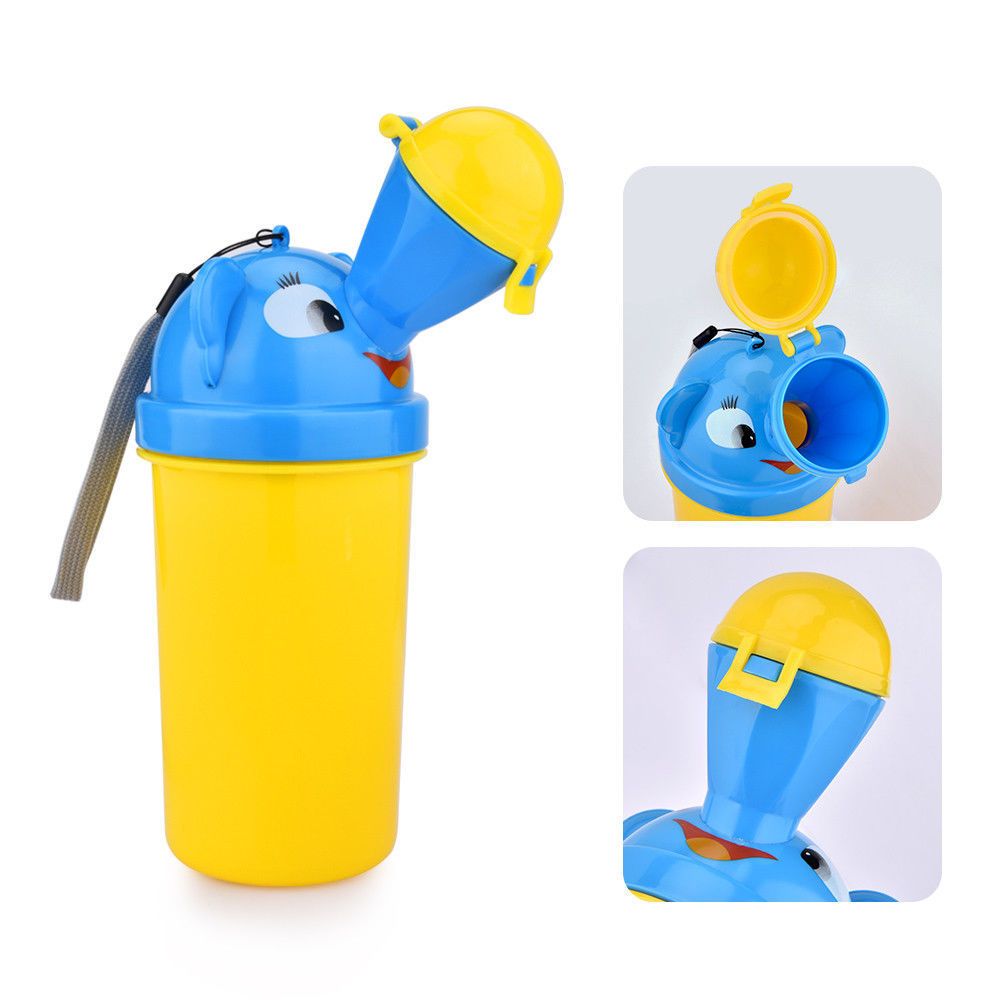 Portable baby boy potty urinal for camping and travel, designed for kid pee training and emergency use, by Everything Baby.