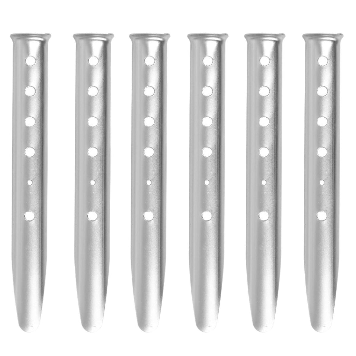 Aluminum U-shaped snow sand tent stakes for beach shade and camping, lightweight and heavy-duty ground nails, set of 6.