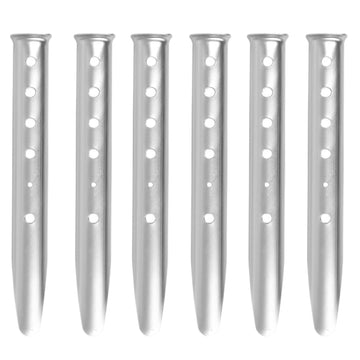 Aluminum U-shaped snow sand tent stakes for beach shade and camping, lightweight and heavy-duty ground nails, set of 6.