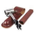 Everything Baby survival settler's hand auger wrench with wood drill peg, manual hole maker, and leather case for outdoor camping activities