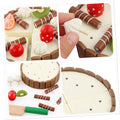 Wooden magnetic birthday cake toy for kids, featuring chocolate and vanilla swirls, with a pretend cutting knife for fun play.