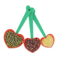 Set of 5 heart-shaped plastic measuring spoons with egg separator and scoop for kitchen baking and cooking, by Everything Baby.