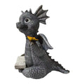 Baby dragon reading a book sculpture with butterfly figurines, outdoor garden dinosaur art statue by Everything Baby