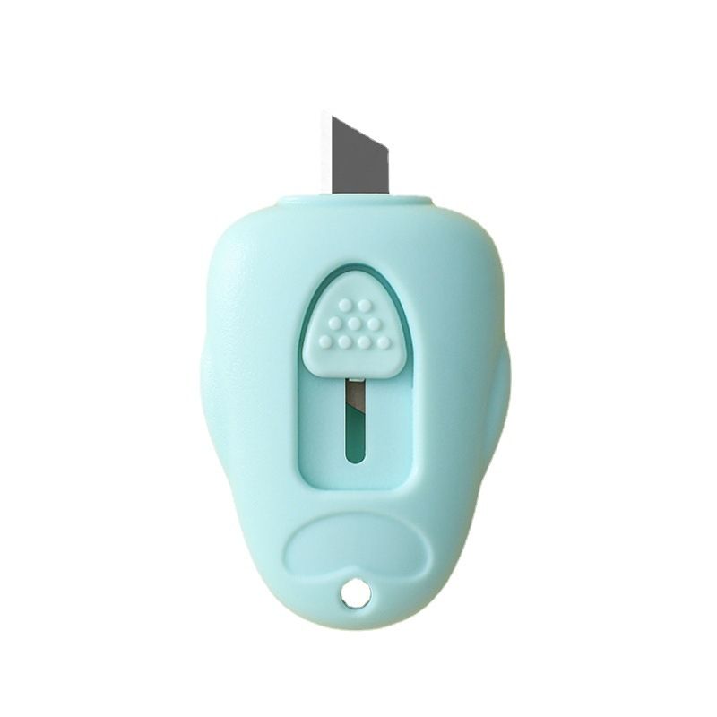 Three mini portable box cutters with cute designs, ideal for paper cutting, perfect for office, school, and stationery use.
