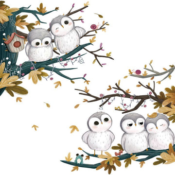 Colorful little owl wall stickers from Everything Baby, peel and stick vinyl decals for kids' bedrooms or play areas.