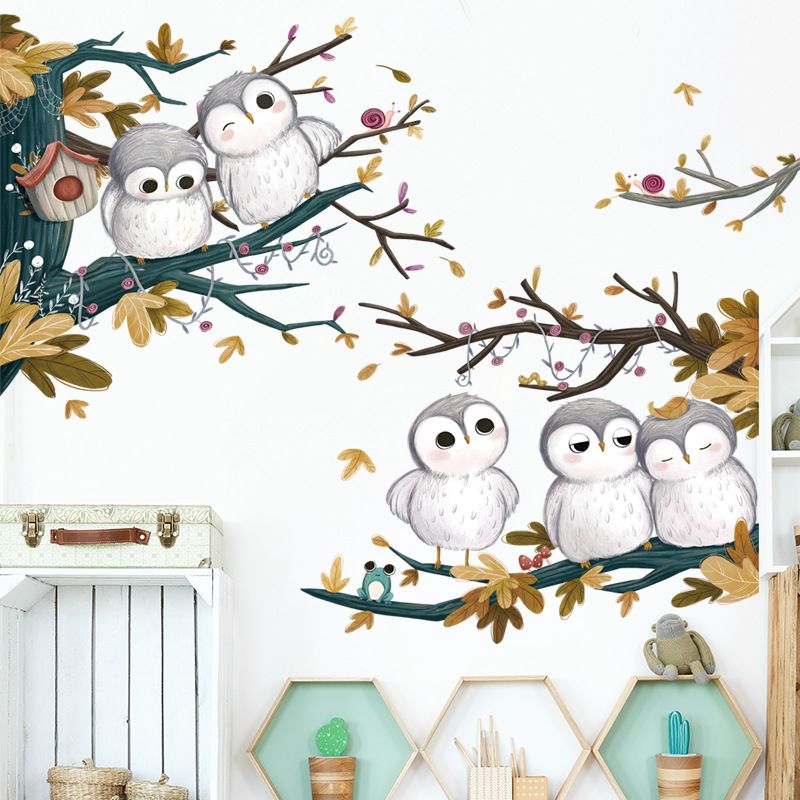 Cute cartoon owl wall stickers for kids, removable vinyl decals, perfect for baby and kids' rooms and pretend play decor.