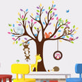 Colorful cartoon monkey and owl tree wall stickers for kids' rooms, ideal for nursery and classroom decoration by Everything Baby