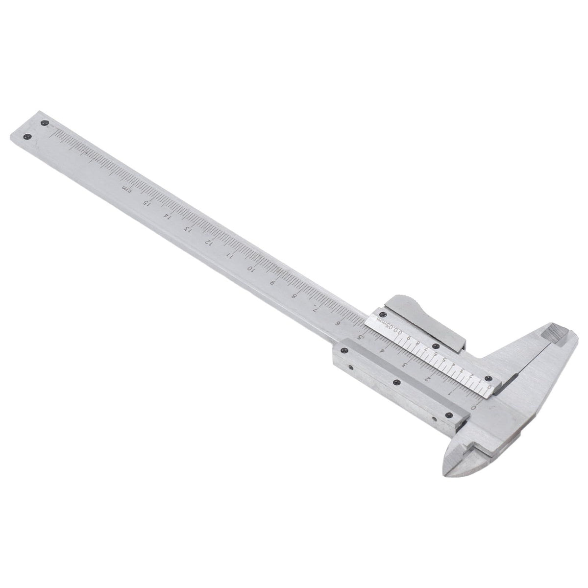 Vernier caliper measuring tool with dual inch/metric scale, professional-grade carbon steel, used for precise measurements.