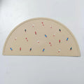 Four silicone kids' placemats from Everything Baby, non-slip, colorful, portable toddler table mats for dining and pretend play.
