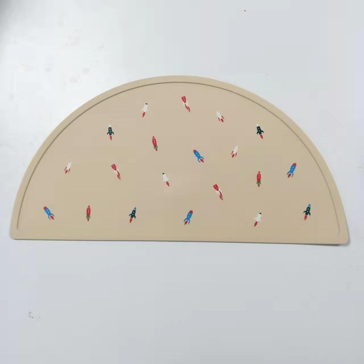 Four silicone kids' placemats from Everything Baby, non-slip, colorful, portable toddler table mats for dining and pretend play.