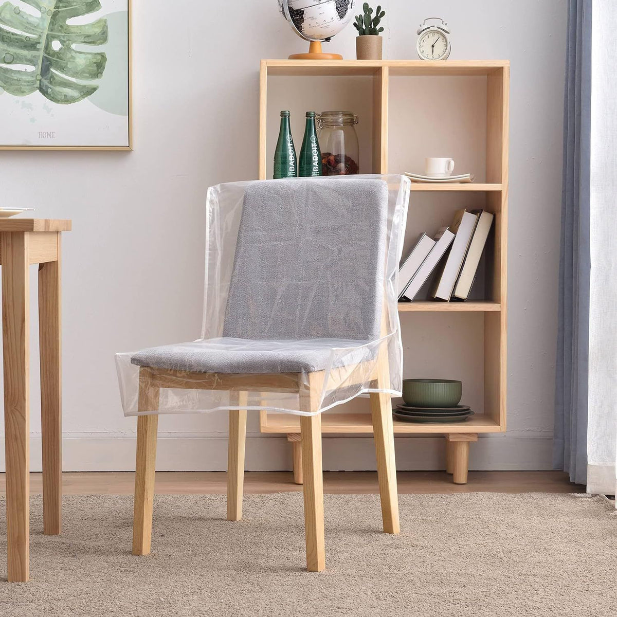 Waterproof clear seat chair protector cover with backrest for dining room chairs, protects from stains, by Everything Baby.