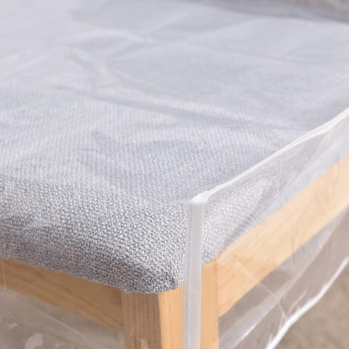 Waterproof clear seat chair protector cover with backrests for dining rooms, designed to protect chairs from stains, by Everything Baby.