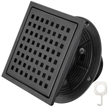 Square floor shower drain with lattice perforated pattern and removable grate, rustproof, suitable for easy cleaning and durable use.