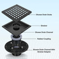 Square floor shower drain with lattice pattern and removable grate, rustproof and easy to clean, designed for bathroom flooring.