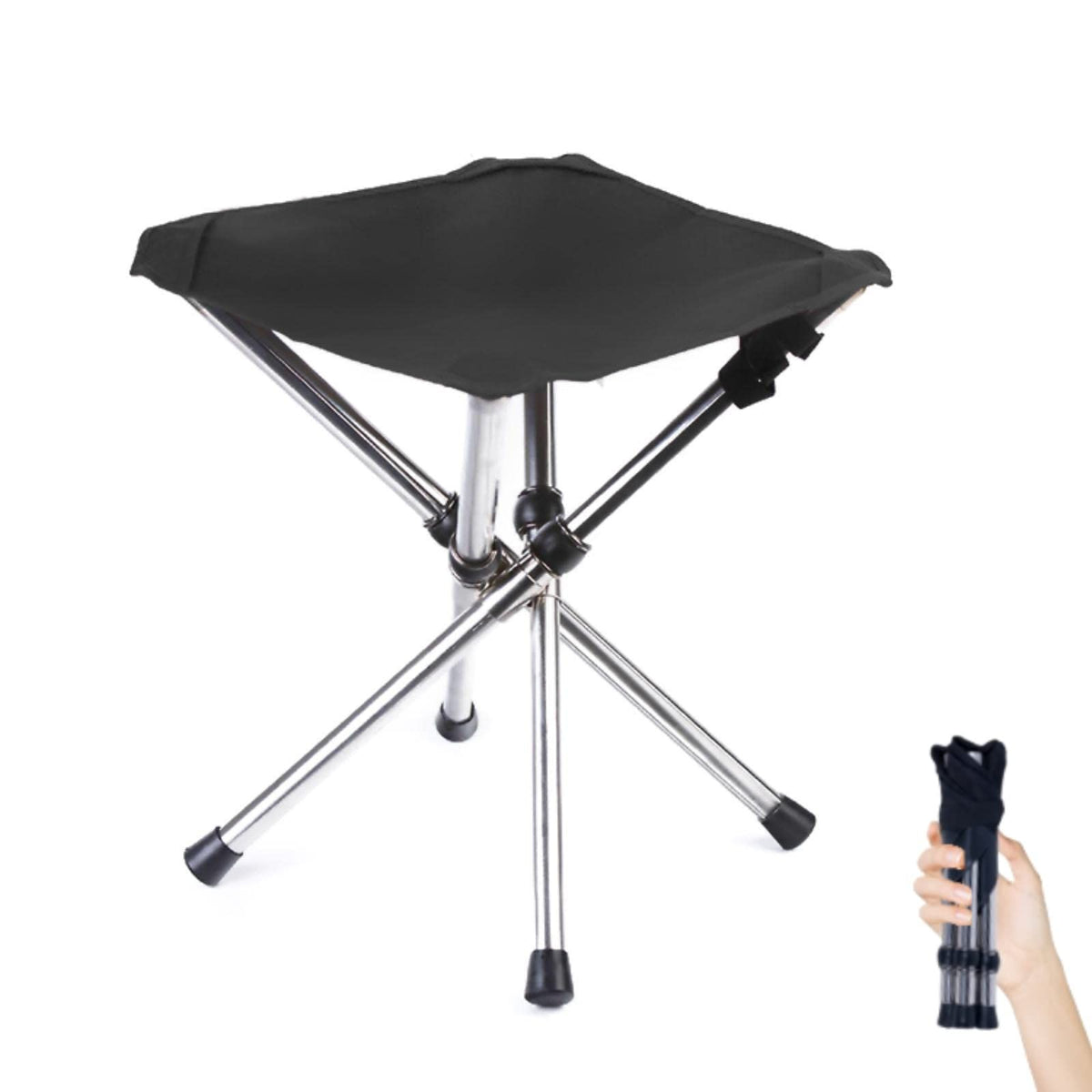Portable stainless outdoor camping stool by Everything Baby, compact folding chair ideal for outdoor play and footrest use.