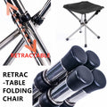 Portable stainless steel outdoor camping stool, foldable and compact, suitable for kids' outdoor play and camping adventures.