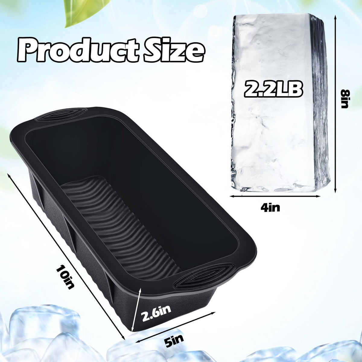 Large silicone ice block molds for cold plunge or coolers, ideal for ice baths and freezing large ice cubes.