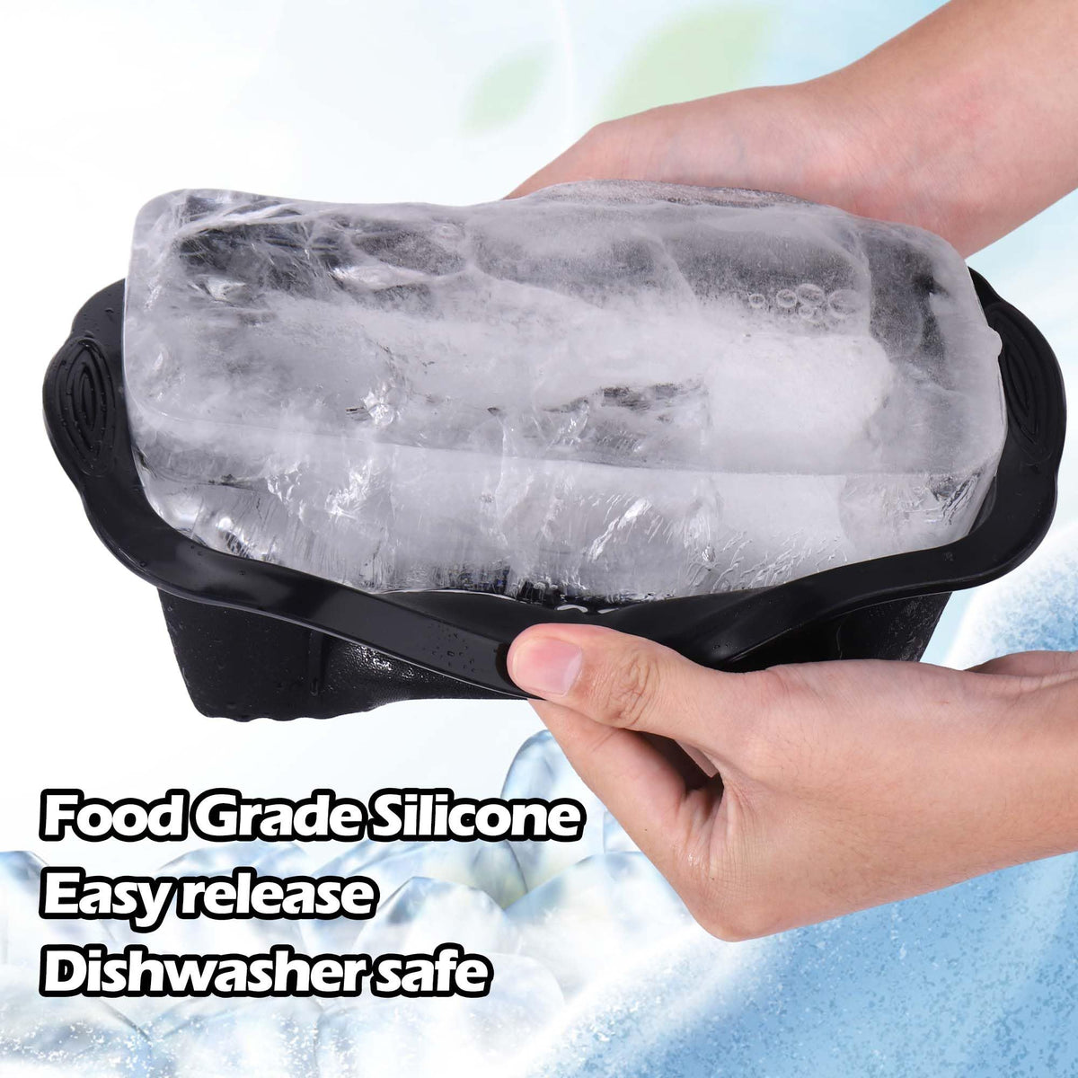 Two large silicone ice block molds for ice baths and cold plunges, ideal for cooling coolers or beverages in baby and kids nursing.