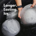 Two large round silicone ice cube molds for making extra thick, reusable giant ice bricks for drinks or food storage.