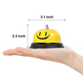 Yellow 2-pack service call bell for kitchen, restaurant, or hotel use, featuring a compact design perfect for service staff.