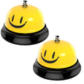 Yellow 2-pack Call Bell for service, kitchen, or restaurant use, featuring bright, durable design perfect for dining or hotel environments.
