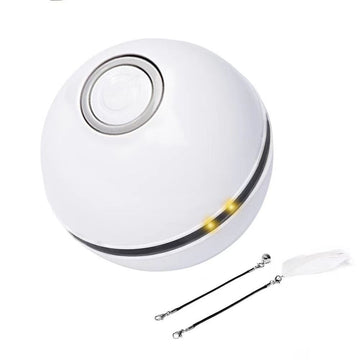 Smart Automatic Rolling Kitten Toys, USB Rechargeable Motion Ball + Spinning Led Light with Timer Function