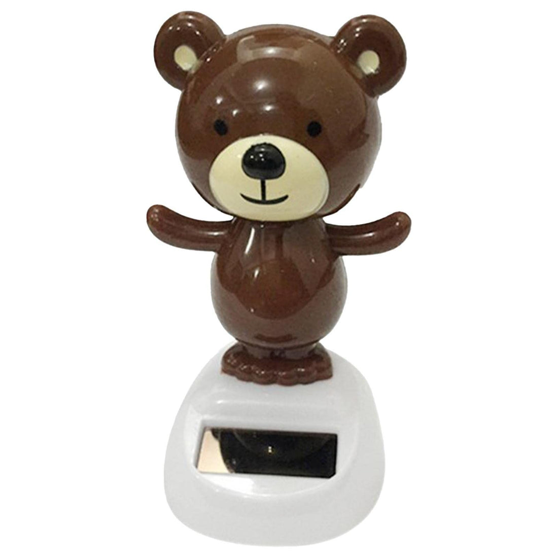 Solar dancing bear figurine toy on dashboard, animated shaking doll for kids ride-on cars, no battery needed by Everything Baby.