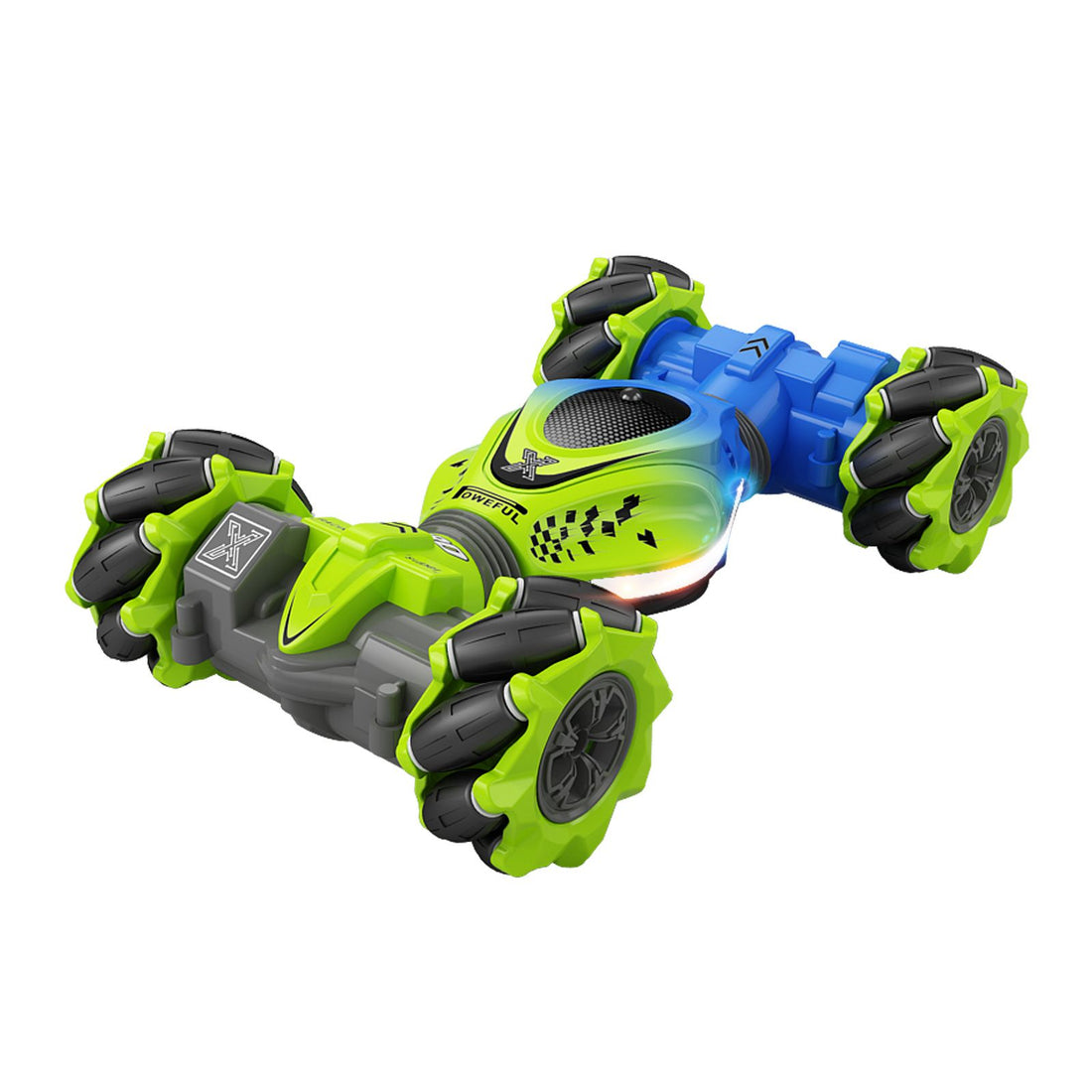 Everything Baby 2.4G remote control stunt car with lights, music, and gesture sensing for kids, featuring climbing and drifting capabilities.