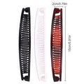 Three banana-shaped hair combs and clips featuring fish and ponytail designs, suitable for girls and kids' hair styling.