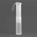 Clear plastic paintbrush holder for long brushes, ideal for watercolor and drawing tools, with extendable tube design.