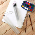 Clear plastic paint brush holder for long brushes and watercolor pens, ideal for art and drawing tools storage.
