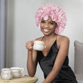 Pink satin sleep bonnet for girls by Everything Baby, adjustable baby and kids silk sleep bonnet with comfortable fit.