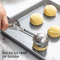 Social Chef small stainless steel cookie scoop for perfect cookie-sized portions and small ice cream servings, ideal for baking and feeding.