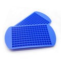 Two blue flexible silicone mini ice cube trays for baby feeding and DIY mold making, BPA-free and easy to use.