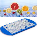 Two blue mini silicone ice cube trays from Everything Baby, flexible DIY molds for small ice cubes, BPA free and ideal for baby feeding.