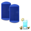 Two blue flexible silicone mini ice cube trays for baby feeding, BPA-free, with tiny cavities for DIY ice cube making.