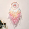 Pink dream catcher for girls' room decor featuring a tree of life and crystals, ideal for teen girls and kids' bedroom decoration.