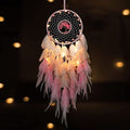 Pink dream catcher with crystal accents for girls' room decor, featuring a tree of life design for kids' pretend play and bedroom decoration