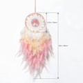 Pink dream catcher with crystal accents for girls' room decor, featuring a tree of life design, ideal for kids' bedroom decoration.