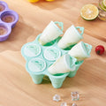 Seven-cavity BPA-free collapsible ice pop molds by Everything Baby, kid-friendly DIY ice lolly maker for children and adults.
