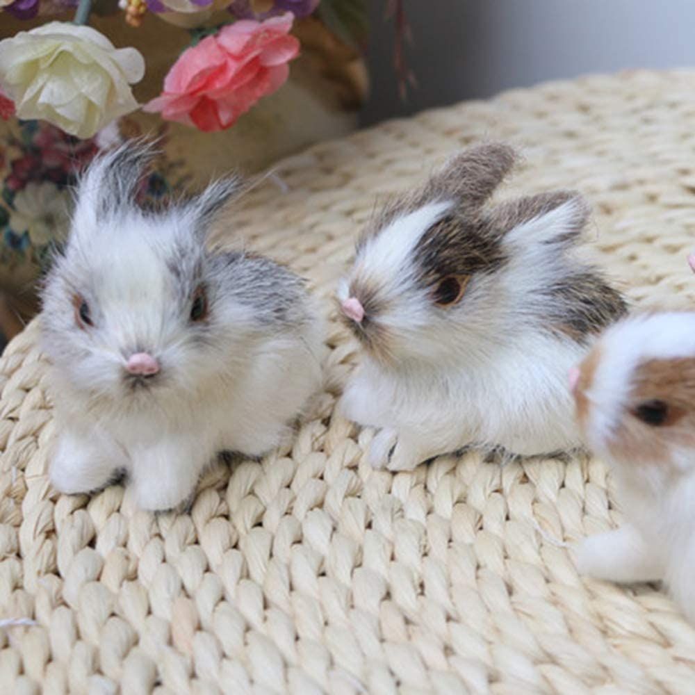 Set of 4 plush bunny toys by Everything Baby, realistic and cute Easter bunny figurines for kids' pretend play and birthday gifts.